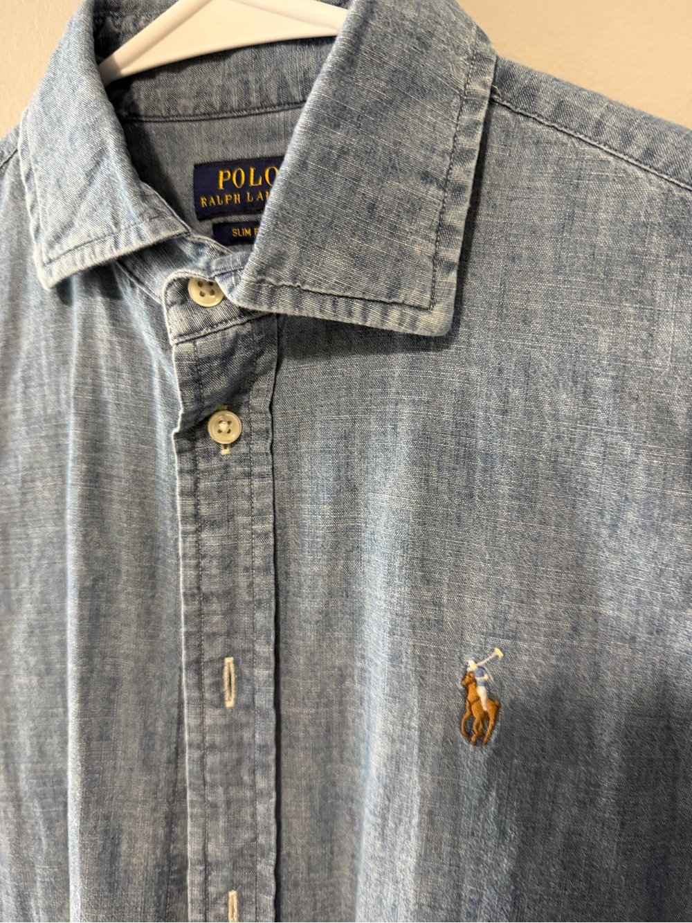 Polo by Ralph Lauren Light Blue Denim Button-Up Shirt with Embroidered Pony - Picture 1 of 4